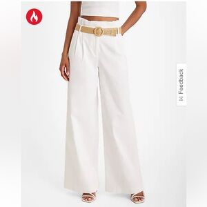 Wide leg paper bag waist pants